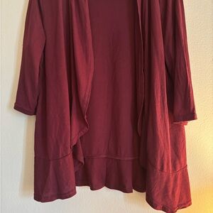 Burgundy Open Front Cardigan